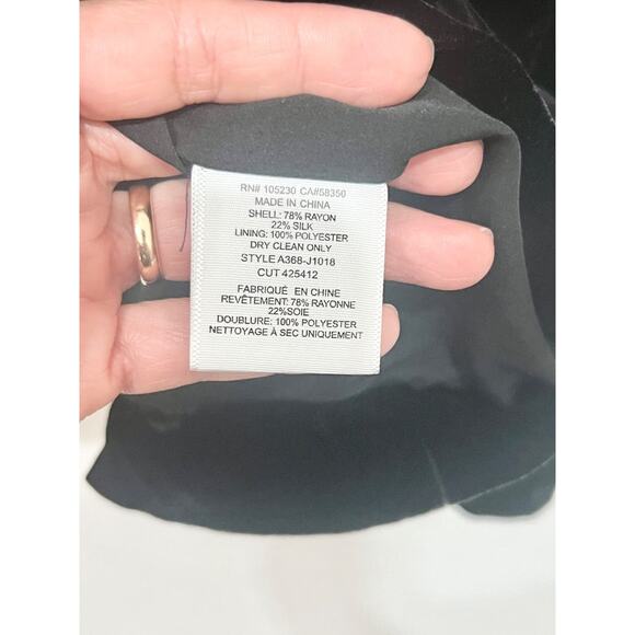 Joie Mehira Velvet Shawl Lapel Formal Blazer Jacket Black Caviar Women's Size 12 - Picture 6 of 6